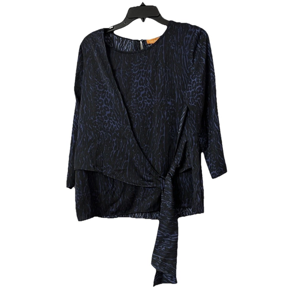 NWT Gigi Parker Womens 3/4 Sleeve Leopard Print Top Blouse Shier Size Small